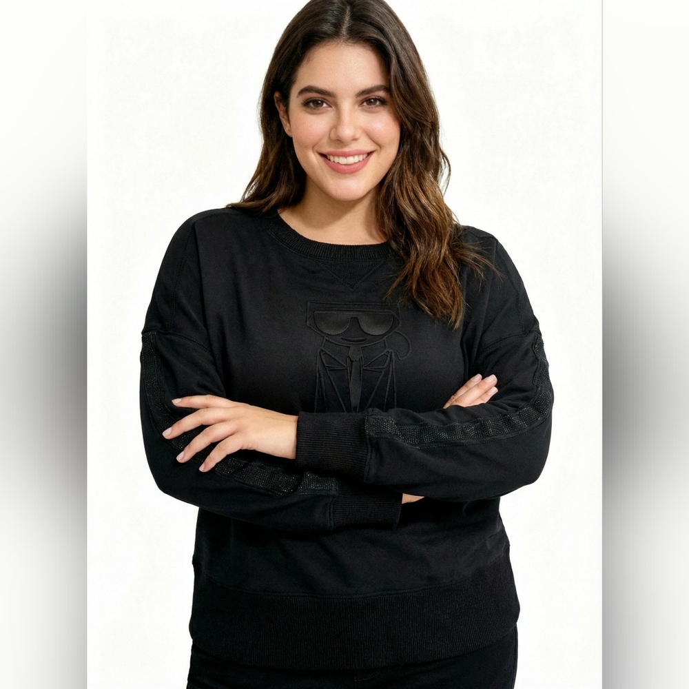 Karl Lagerfeld Black Embossed Sweatshirt